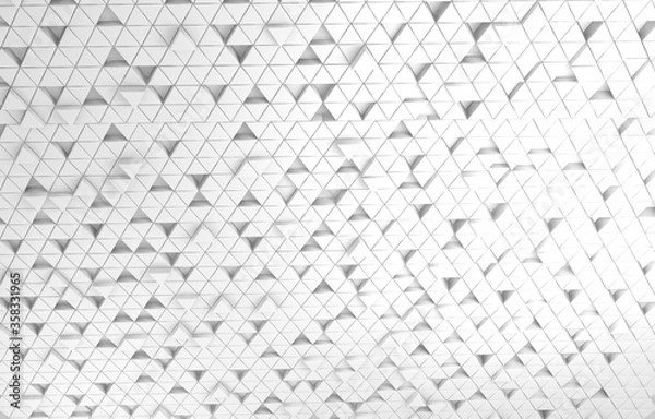 Obraz White triangular abstract background. Modern grunge triangle surface. 3d Rendering grid structure.