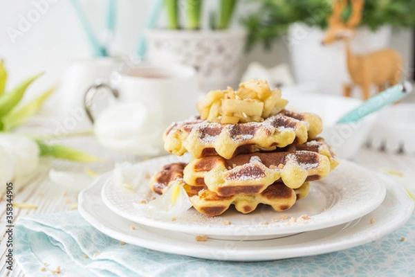 Obraz Apple pie waffles with apples