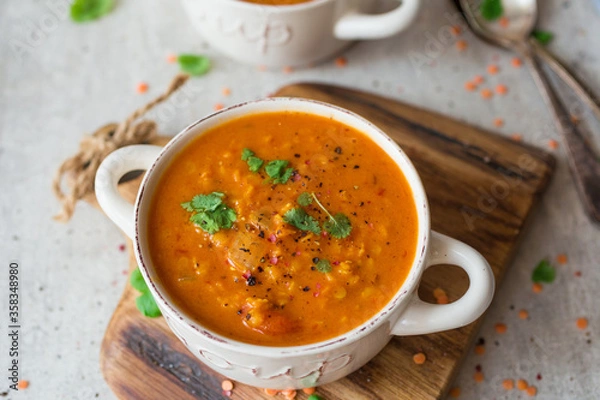 Obraz Homemade red lentil dahl soup