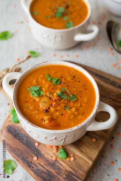 Obraz Homemade red lentil dahl soup
