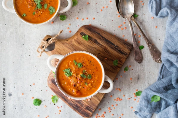 Obraz Homemade red lentil dahl soup