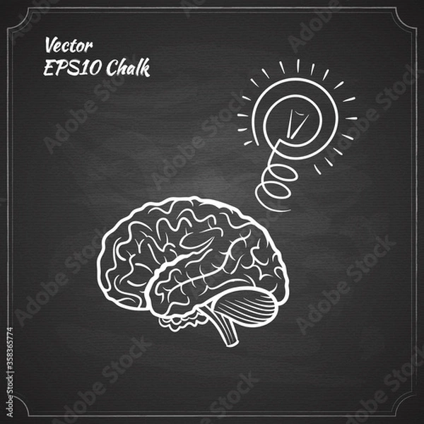 Obraz chalk painted brain idea on the chalkboard vector illustration