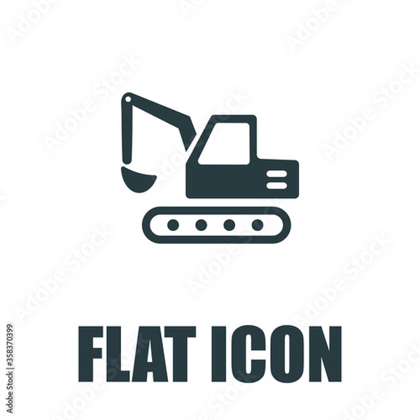Fototapeta Excavator digger vector icon