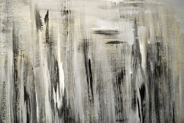 Obraz Random black and white brush painting strokes.