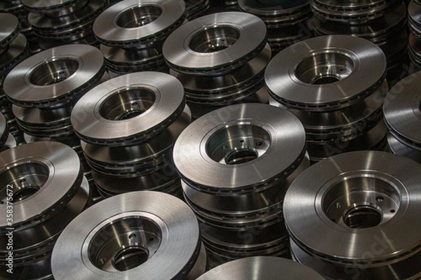 Obraz Lots of round shiny metal parts