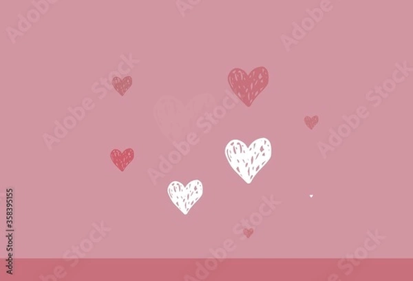 Obraz Light Pink vector template with doodle hearts.