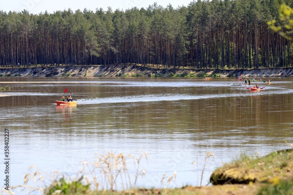 Fototapeta Kayaks on the Bug river, Mazovia, Poland
