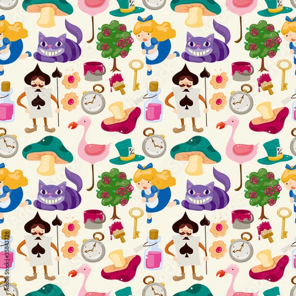 Obraz seamless Alice in Wonderland pattern