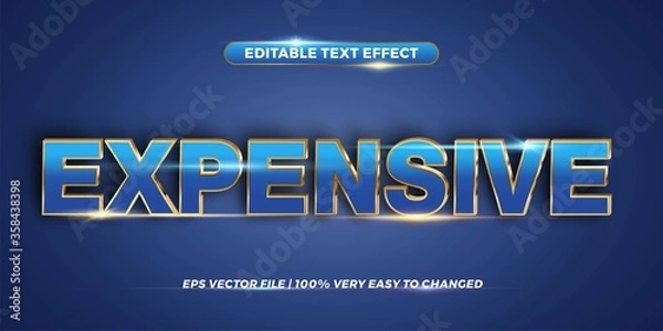 Fototapeta Text effect in 3d Expensive words text effect theme editable metal gold color concept with blue background