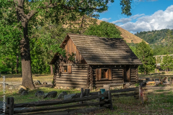 Fototapeta Log Cabin Home at Coloma, California-001