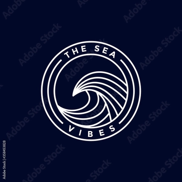 Obraz modern outline circle wave ocean logo design 