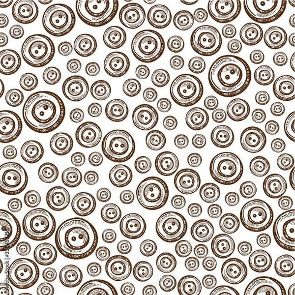Fototapeta Sewing buttons for clothes, tailoring atelier seamless pattern