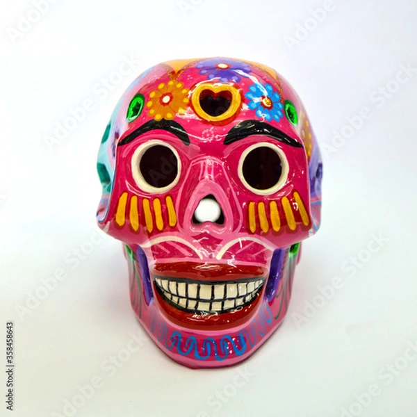 Obraz Colorido cráneo de cerámica mexicana aislado
