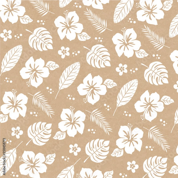 Fototapeta ハイビスカスのビンテージなハワイアンパターン