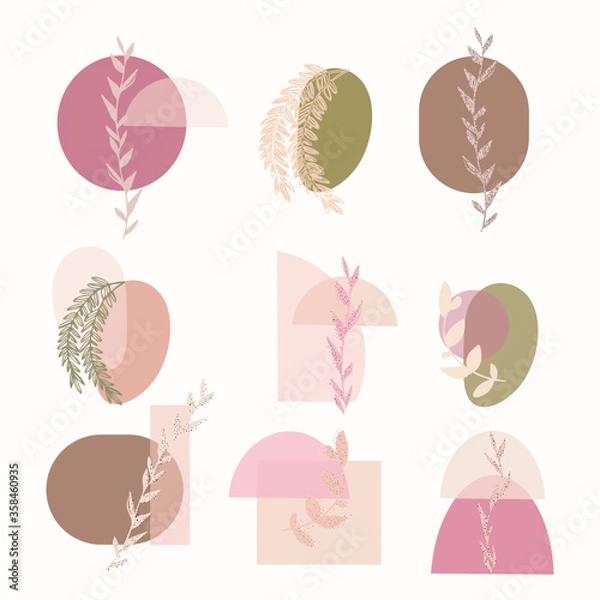 Obraz Geometric shape and Leaf set