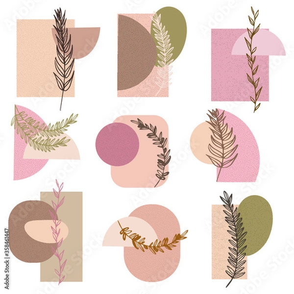 Obraz Abstract shape and foliage set