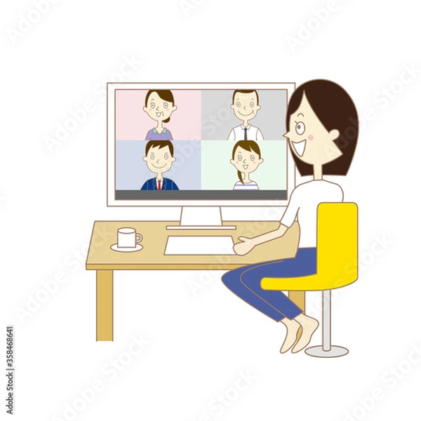 Obraz リモートワーク　イラスト