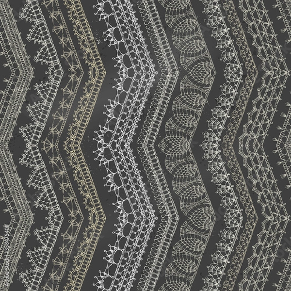 Obraz Vector chalk zigzag crochet seamless pattern.