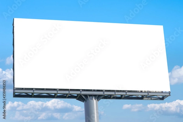 Fototapeta Billboard - Large Blank Billboard with empty screen and beautiful cloudy sky for outdoor advertising poster,Copy space banner ready for your advertisement design or mock up text.Business Concept.