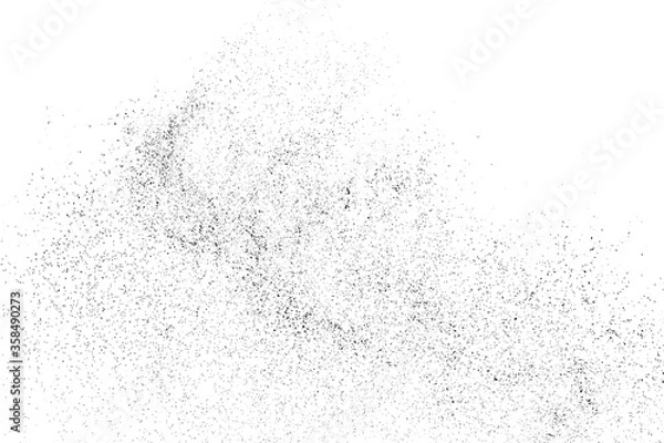 Fototapeta Distressed black texture. Dark grainy texture on white background. Dust overlay textured. Grain noise particles. Rusted white effect. Grunge design elements. Vector illustration, EPS 10.