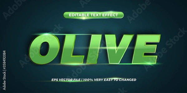 Fototapeta Text effect in 3d Olive words text effect theme editable metal gradient green color concept