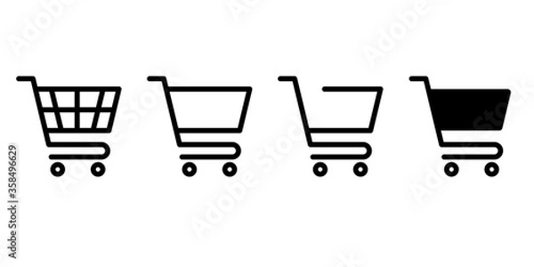 Obraz Shopping cart icon set. Vector graphic with editable lines. 
