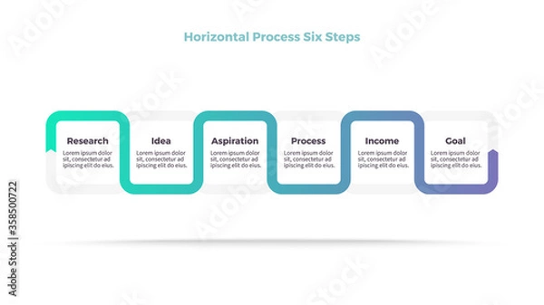 Fototapeta Business infographics. Timeline with 6 steps, options, squares. Vector template.