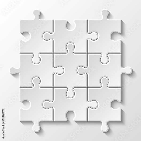 Fototapeta Puzzle piece business presentation. Circle infograph. Step process diagram. Section compare banner.