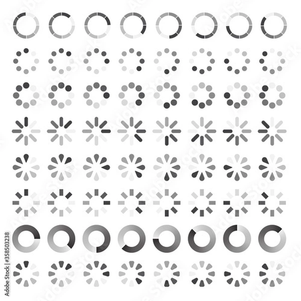 Fototapeta Circle progress loading bar set. Load indicators collection. Download or upload status icon