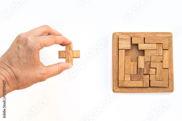 Obraz Geometric shapes in top view, creative and logical thinking concept.