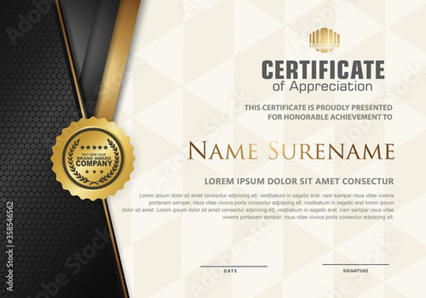 Obraz certificate template with luxury pattern,diploma,Vector illustration