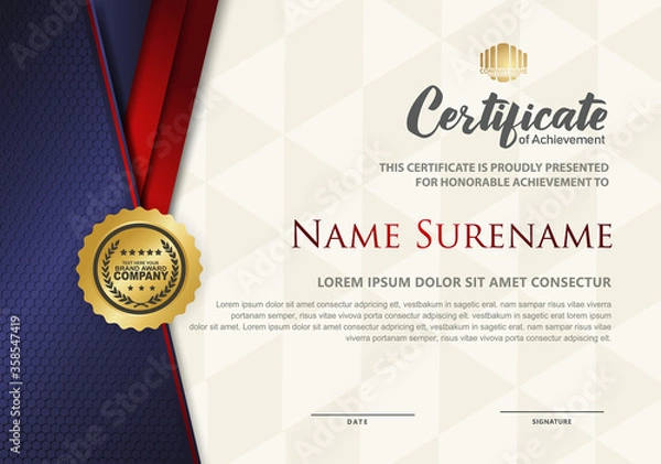 Fototapeta certificate template with luxury pattern,diploma,Vector illustration