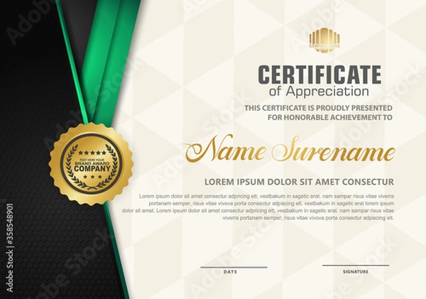 Obraz certificate template with luxury pattern,diploma,Vector illustration