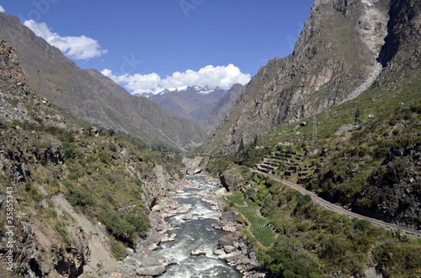 Obraz Wild Urubamba river flowing through valley