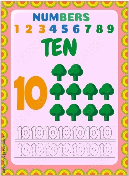 Fototapeta Preschool and toddler math with broccoli design