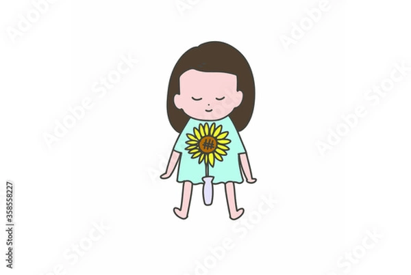 Obraz 向日葵と女の子