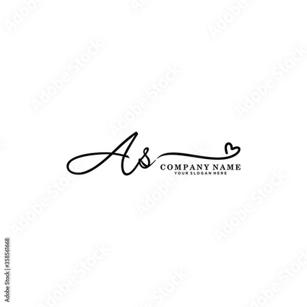 Fototapeta AS initials signature logo. Handwriting logo vector templates. Hand drawn Calligraphy lettering Vector illustration.