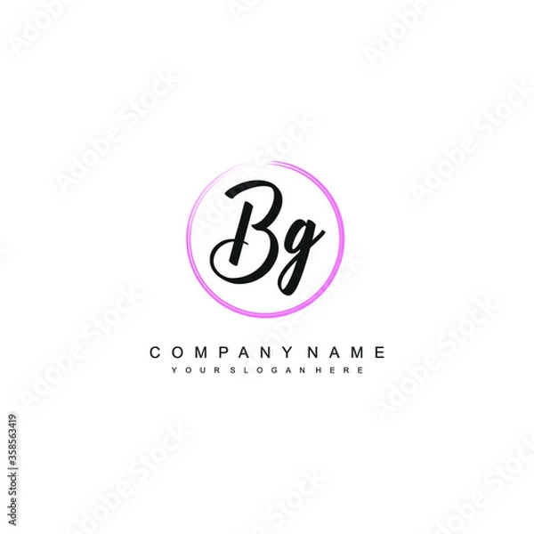 Fototapeta BG initials signature logo. Handwriting logo vector templates. Hand drawn Calligraphy lettering Vector illustration.
