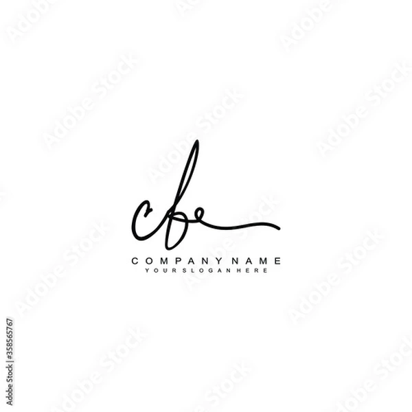 Fototapeta CB initials signature logo. Handwriting logo vector templates. Hand drawn Calligraphy lettering Vector illustration.