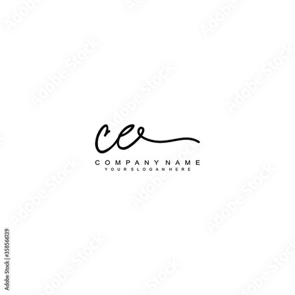Fototapeta CE initials signature logo. Handwriting logo vector templates. Hand drawn Calligraphy lettering Vector illustration.