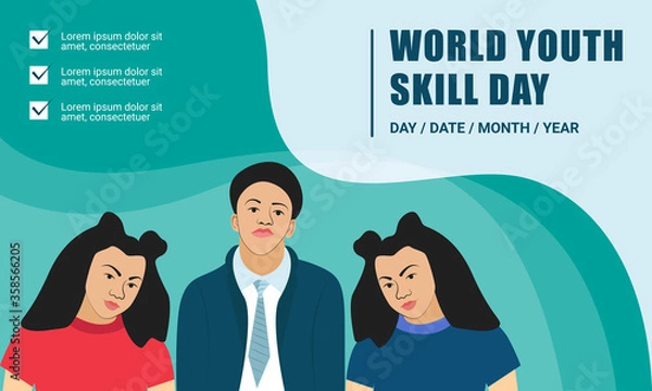 Obraz World Youth Skill Day Illustration. flat, minimal, creative, vector, design, 