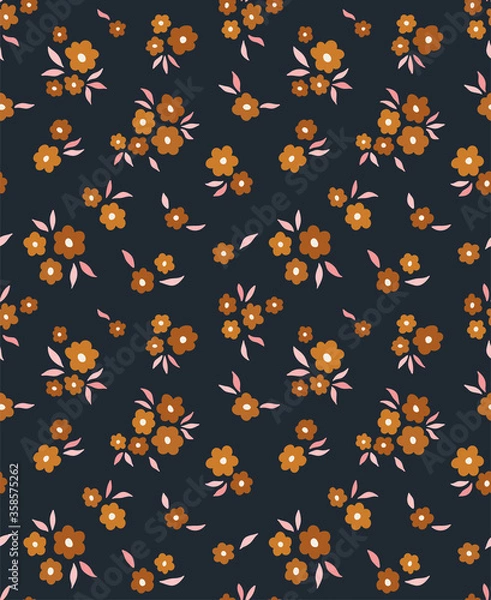 Fototapeta Trendy flowers seamless pattern. Small vector floral background illustration. Spring floral texture for fabric, fashion print and wallpaper.