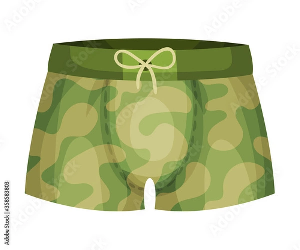 Fototapeta Tight Male Elastic Swimming Trunks Isolated on White Background Vector Illustration