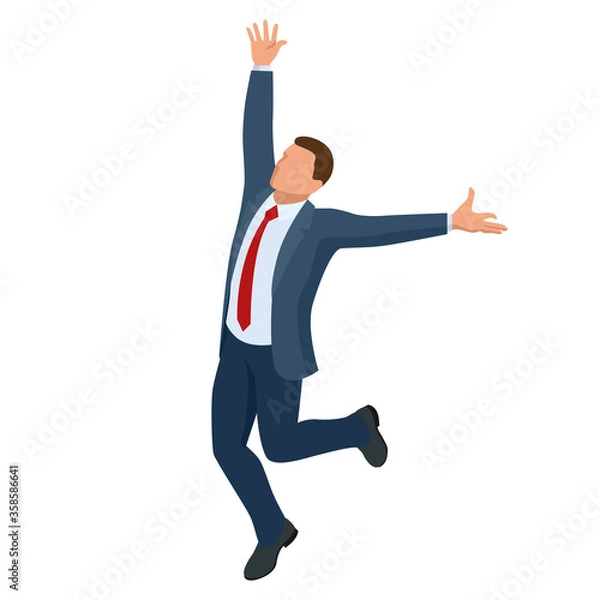 Fototapeta Isometric businessman isolated on write. Creating an office worker character, cartoon people. Business people.