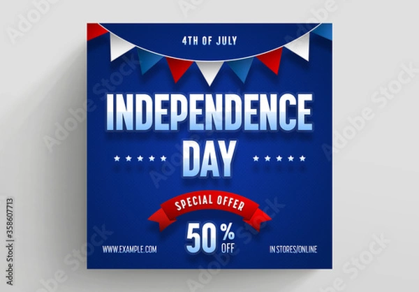 Fototapeta Sprzedaż w Dzień Niepodległości Układ mediów społecznościowych z czerwonymi akcentami