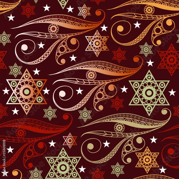 Fototapeta Seamless background with occult symbol. Masonic (freemasonic) texture (pattern). Suitable for textile, wallpapers, print, wrapping, scrapbooking, book cover, cloth design. Vector illustration.