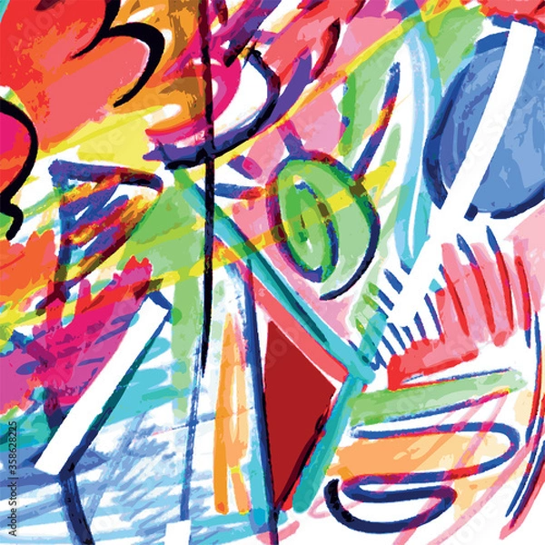 Obraz Vector illustration of an abstract aquarelle painting. Colorful, abstract, playful. 