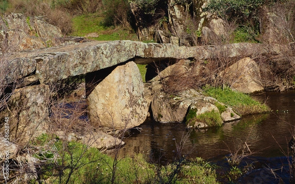 Obraz Ancient stone bridge pillar detail