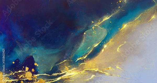 Obraz złote elementy abstrakcyjne na stylowym tle z akwarelą tekstury