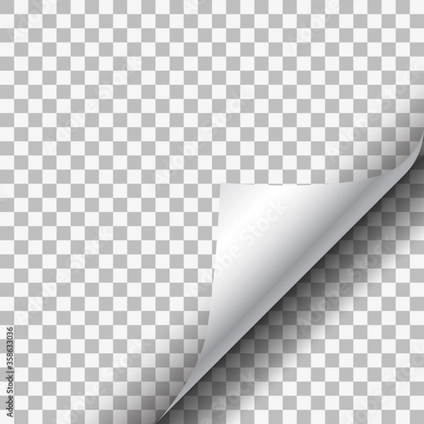 Obraz White paper corner on transparent background.